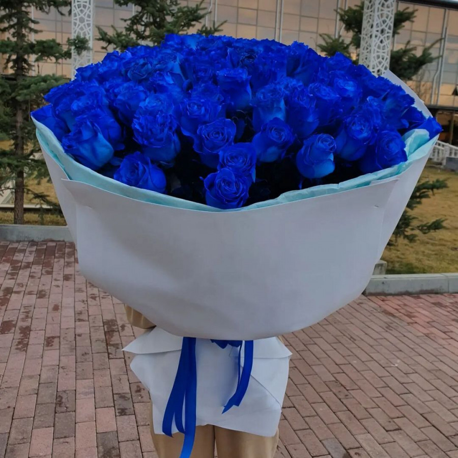 Букет из 101 синей розы - фото 2