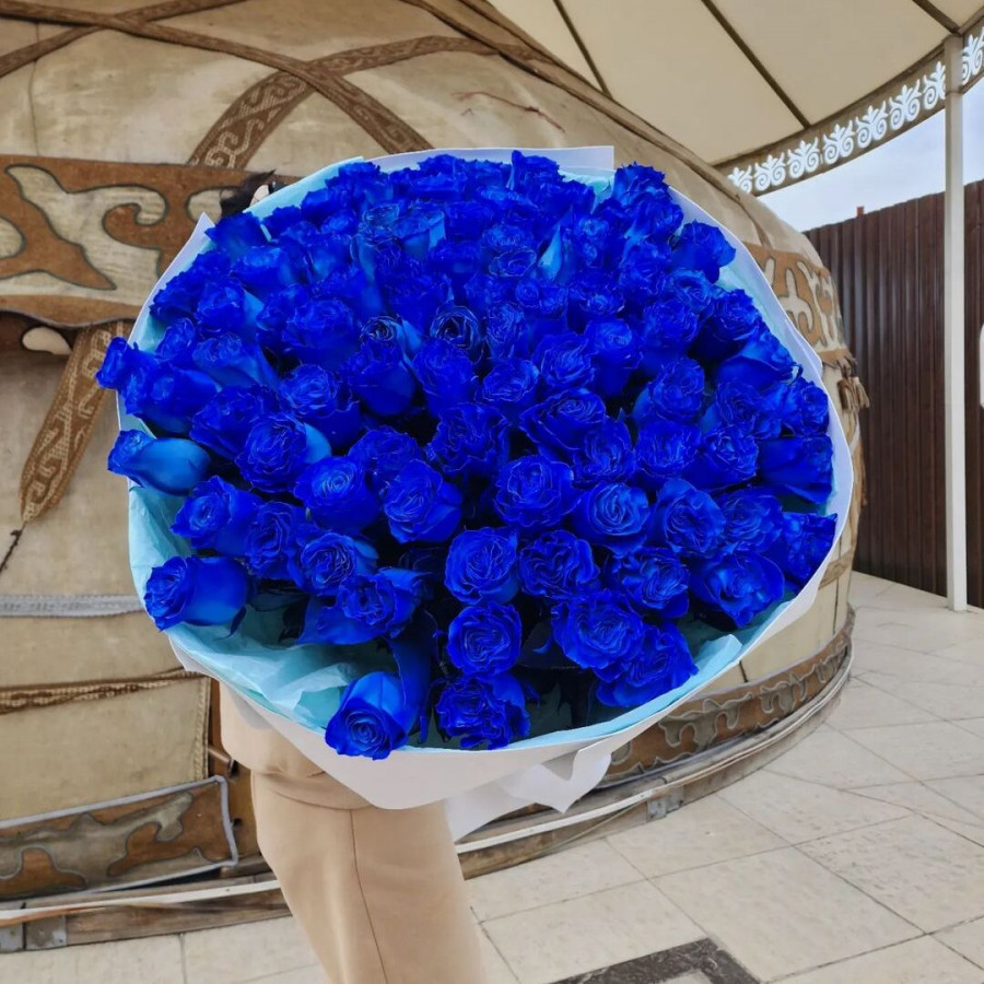 Букет из 101 синей розы - фото 3