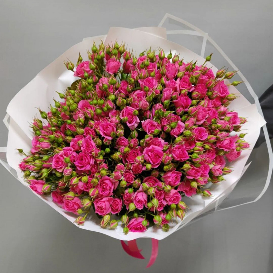 Букет из 19 розовых кустовых роз - фото 2