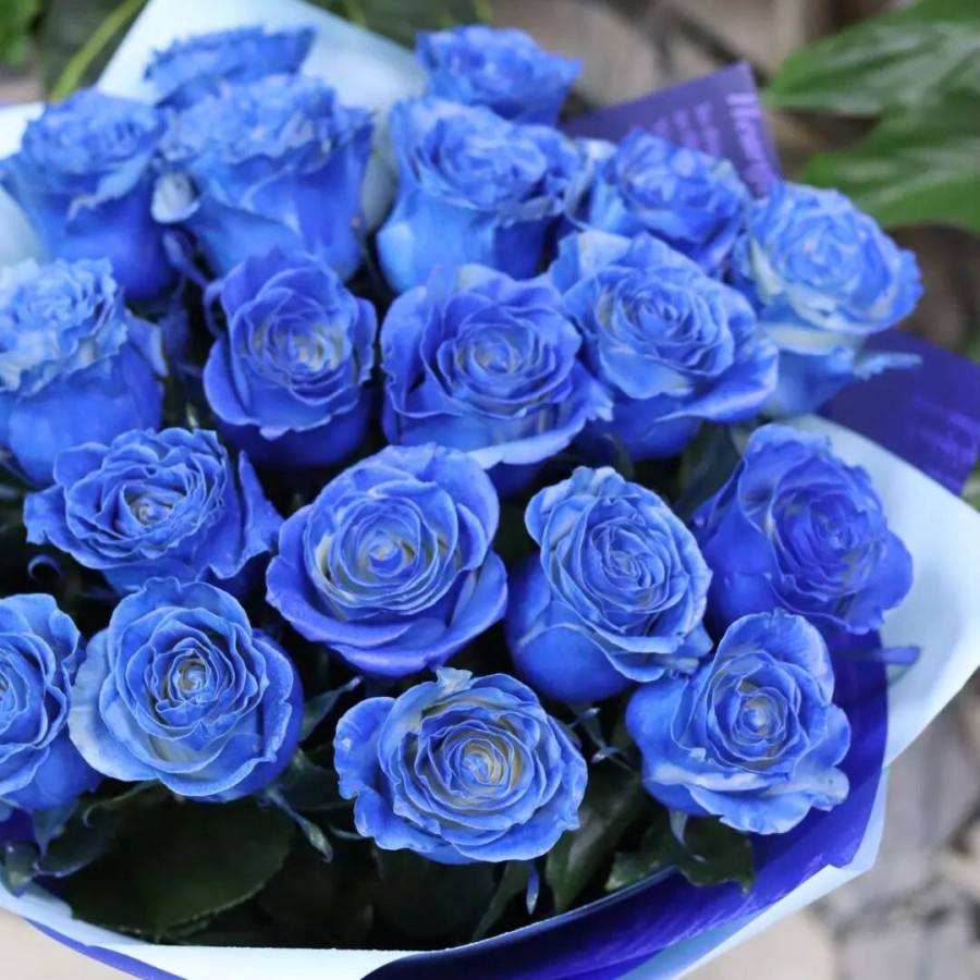 Букет из 21 синей розы - фото 3