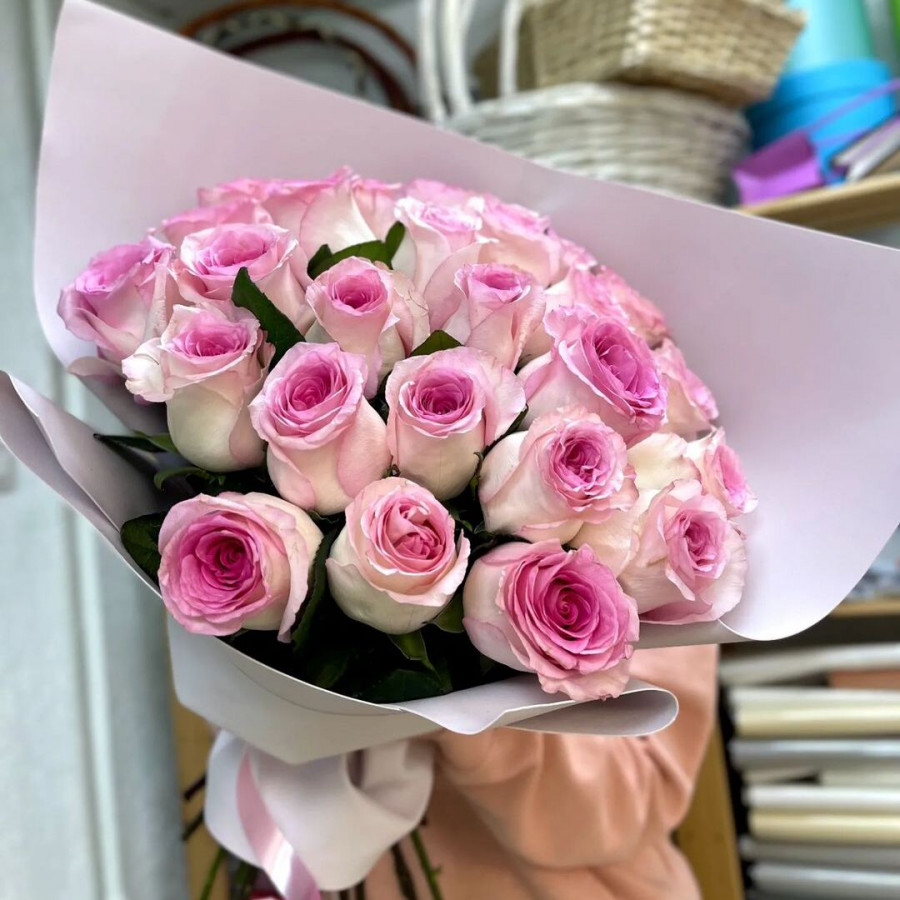 Букет из 25 розовых роз - фото 2