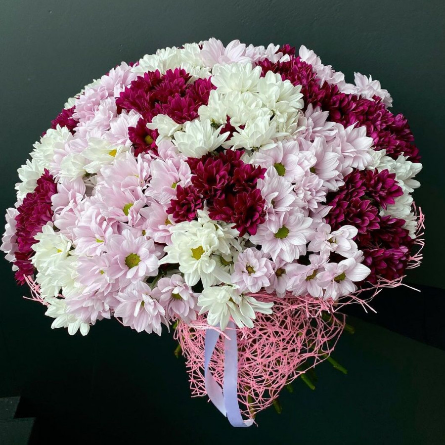 Букет из 35 розовых хризантем - фото 2