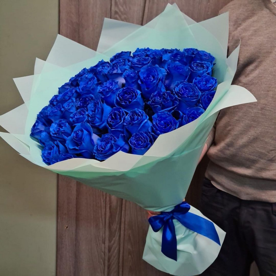 Букет из 51 синей розы - фото 2