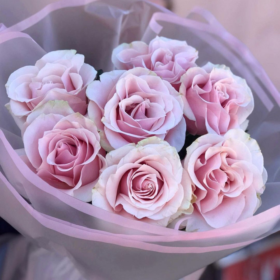 Букет из 7 розовых роз - фото 2