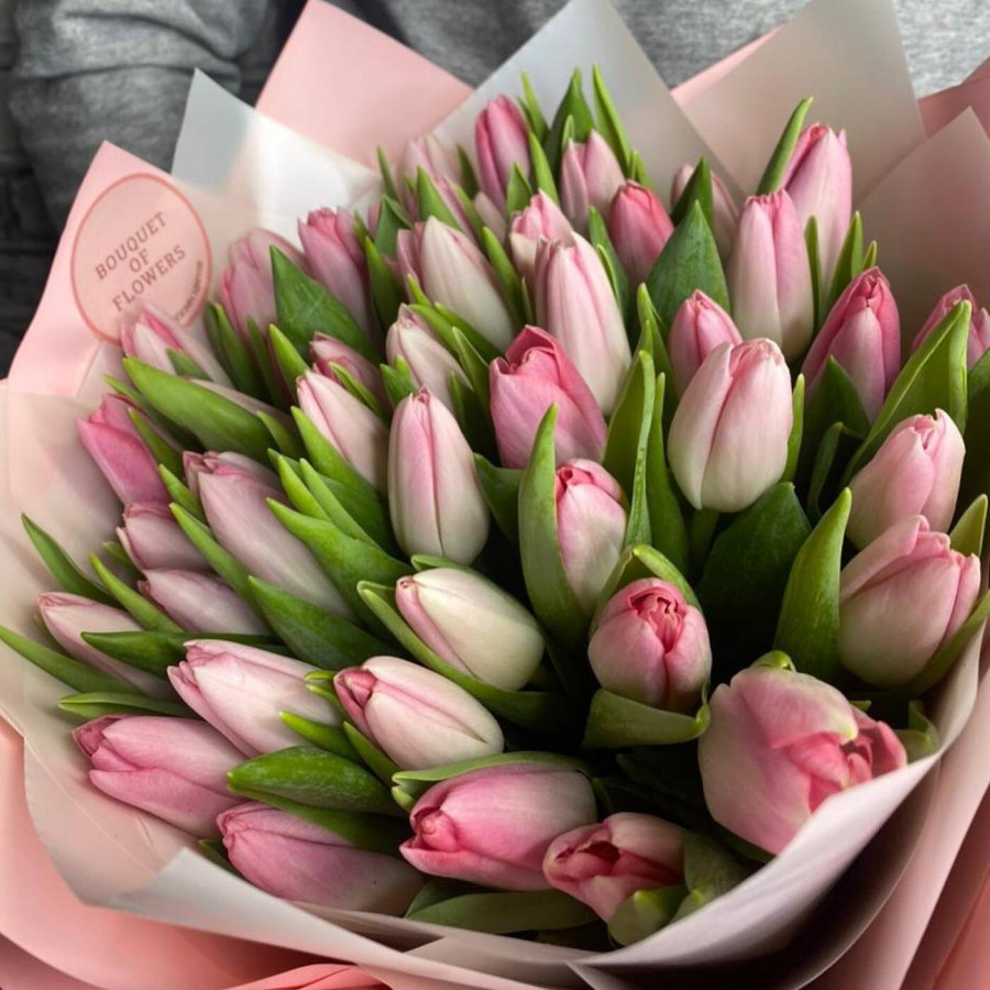Букет из 35 нежно-розового тюльпана - фото 2
